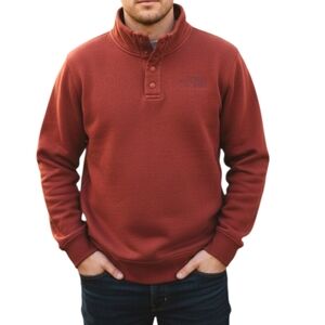 The North Face Sweatshirt Sweater Brick Red Snap Button-Up Pullover Top Size XL